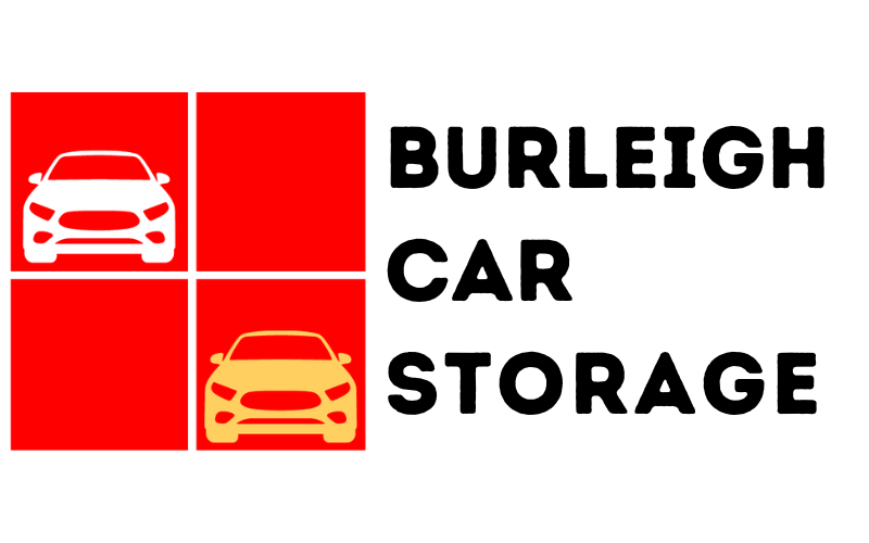 This is an image showing car storage facility with a combination of red and yellow colour and also has the business name written next to it which says 'Burleigh Car Storage' which is the new car storage business on the Gold coast.